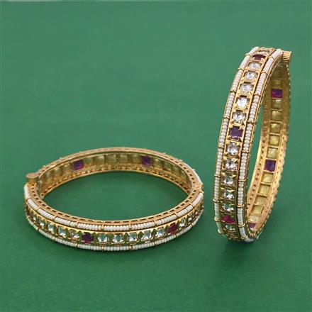 Antique Openable Bangles With Matte Gold Plating