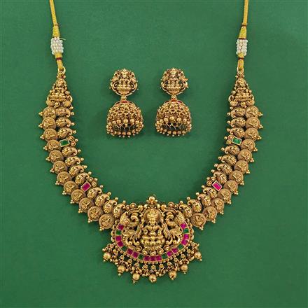 Antique South Indian Necklace With Matte Gold Plating