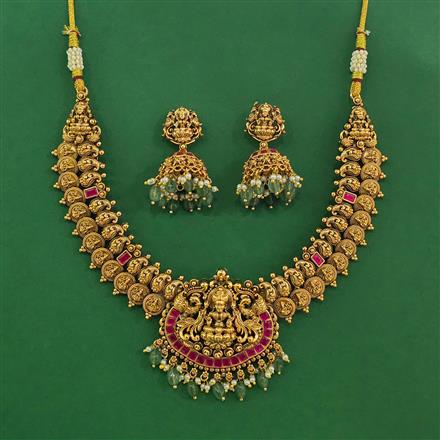 Antique South Indian Necklace With Matte Gold Plating