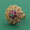 Antique Adjustable Ring With Matte Gold Plating