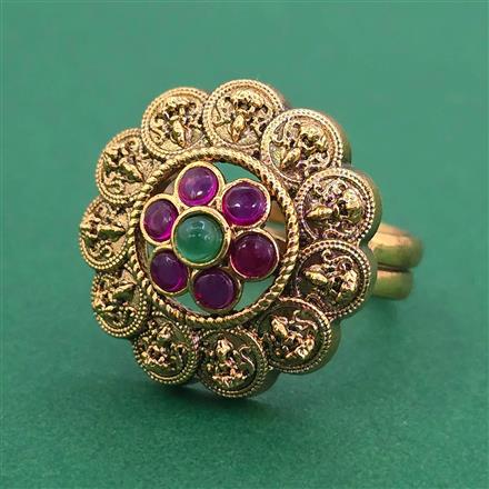 Antique Adjustable Ring With Matte Gold Plating