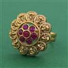 Antique Adjustable Ring With Matte Gold Plating