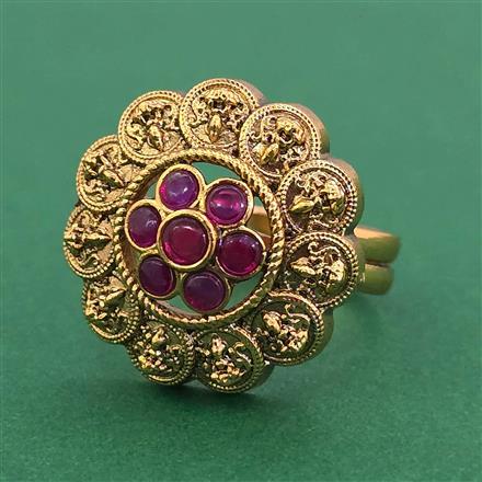 Antique Adjustable Ring With Matte Gold Plating