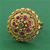 Antique Adjustable Ring With Matte Gold Plating