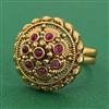 Antique Adjustable Ring With Matte Gold Plating