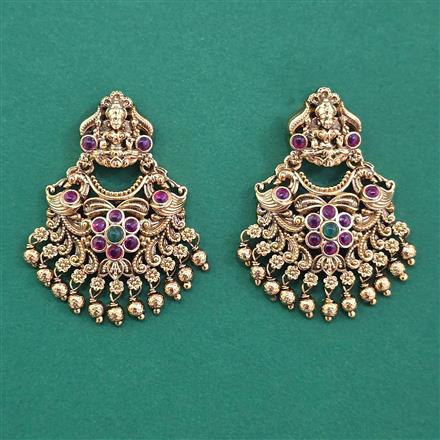 Antique Temple Earring With Matte Gold Plating