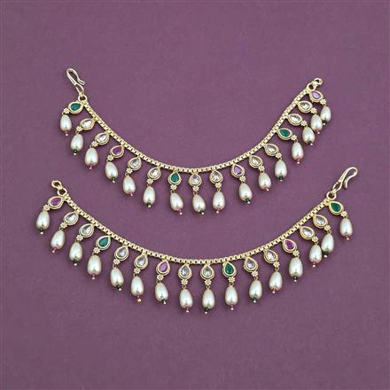 Antique Moti Ear Chain With Gold Plating