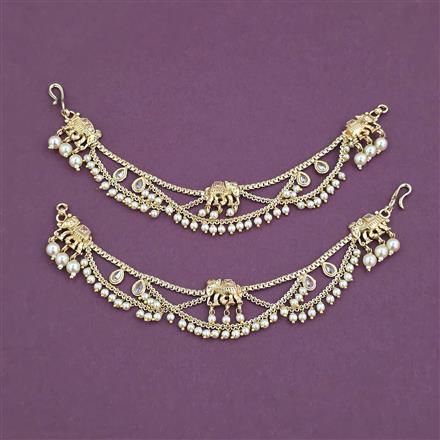 Antique Moti Ear Chain With Gold Plating