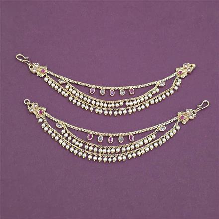 Antique Moti Ear Chain With Gold Plating