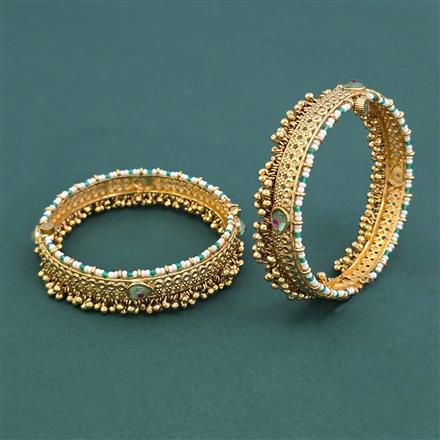 Antique Pearl Bangles With Gold Plating