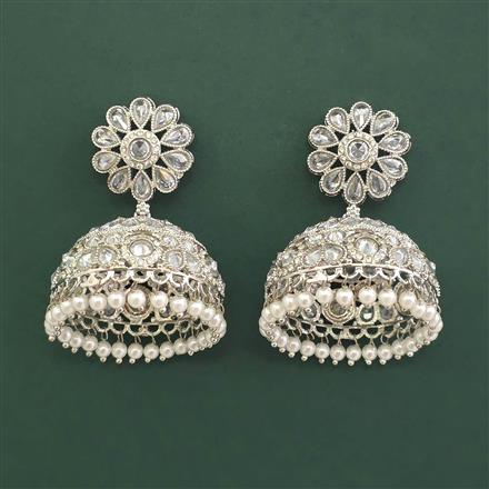 Antique Jhumki With Rhodium Plating