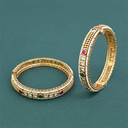 Antique Pearl Bangles With Matte Gold Plating