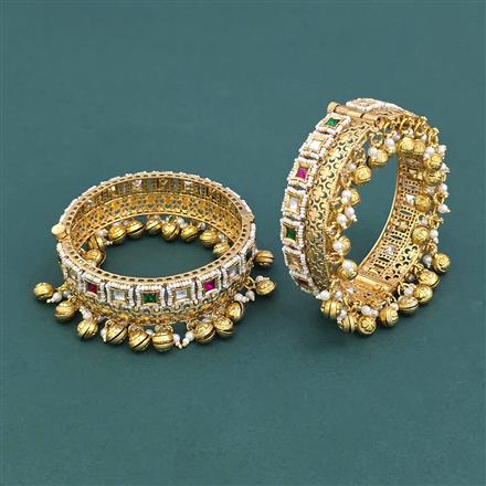 Antique Pearl Bangles With Matte Gold Plating