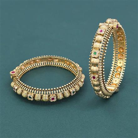 Antique Openable Bangles With Matte Gold Plating