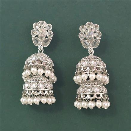 Antique Jhumki With Rhodium Plating