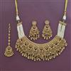 Antique Moti Necklace With Matte Gold Plating