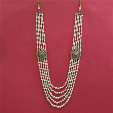 Antique Pearl Mala With Mehndi Plating