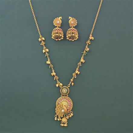 Antique Heritage Pendant Set With Matte Gold Plating