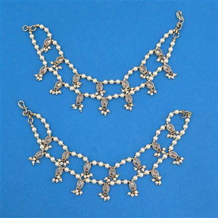 Antique Moti Ear Chain With Mehndi Plating