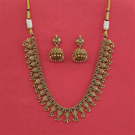 Antique Temple Necklace With Matte Gold Plating