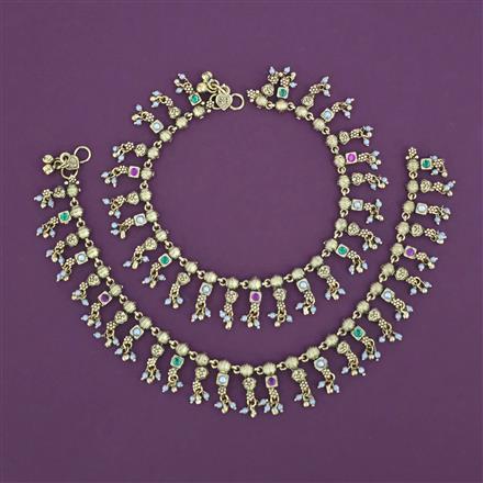 Antique Pearl Payal with Matte Gold Plating