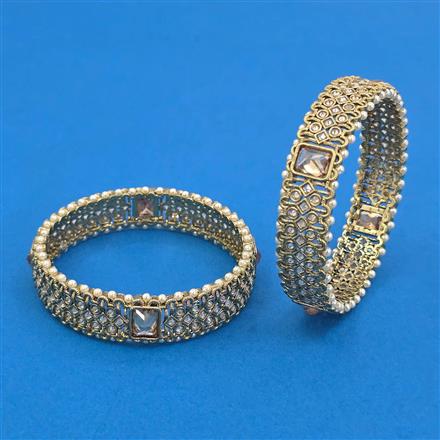 Antique Moti Bangles With Mehndi Plating
