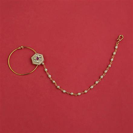 Antique Moti Nose Ring With Gold Plating