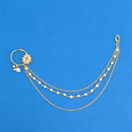 Antique Moti Nose Ring With Gold Plating