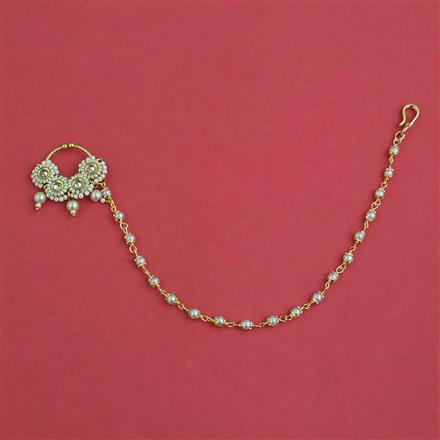 Antique Pearl Nose Ring With Gold Plating