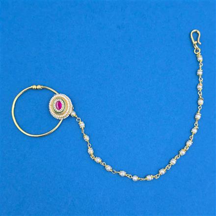 Antique Moti Nose Ring With Gold Plating