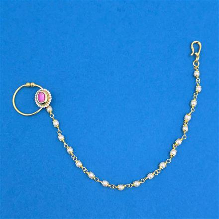 Antique Moti Nose Ring With Gold Plating