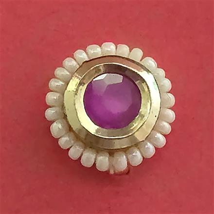 Antique Moti Nose Ring With Gold Plating