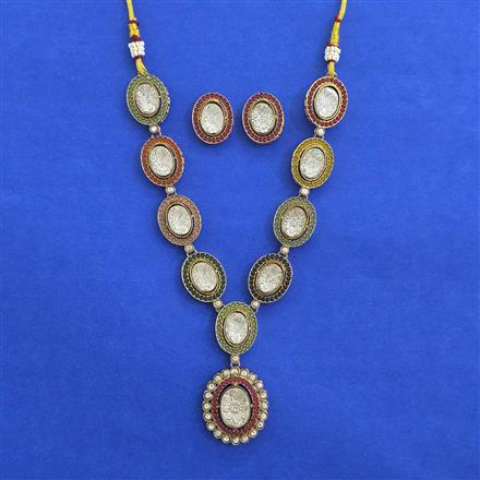 Antique Moti Necklace with Mehndi Plating
