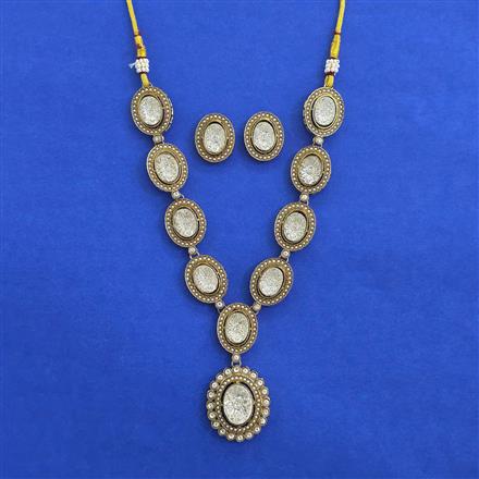 Antique Moti Necklace with Mehndi Plating
