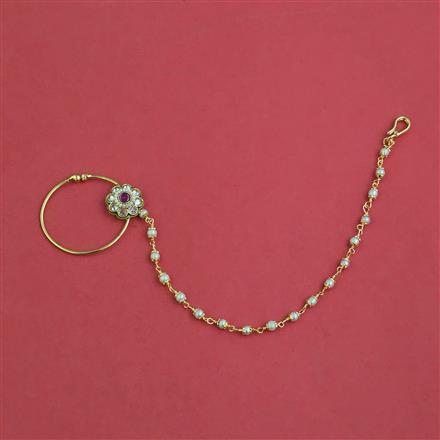 Antique Pearl Nose Ring With Gold Plating