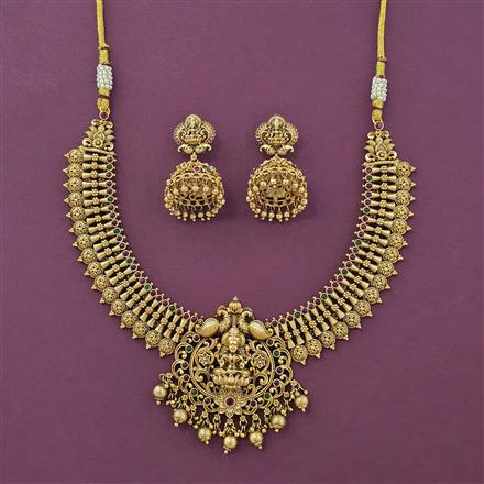 Antique Temple Necklace With Matte Gold Plating