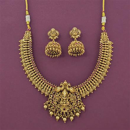Antique Temple Necklace With Matte Gold Plating