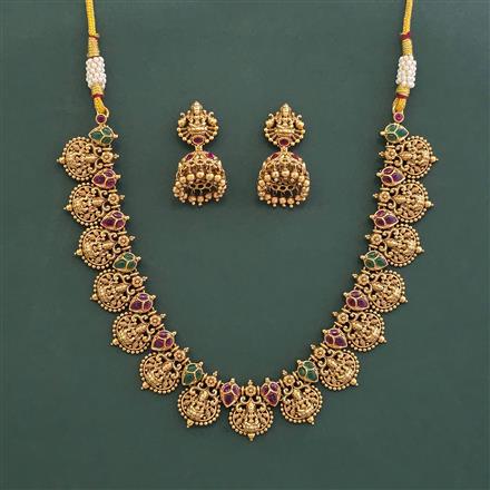 Antique South Indian Necklace With Matte Gold Plating