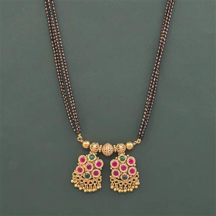 Antique Classic Mangalsutra With Matte Gold Plating