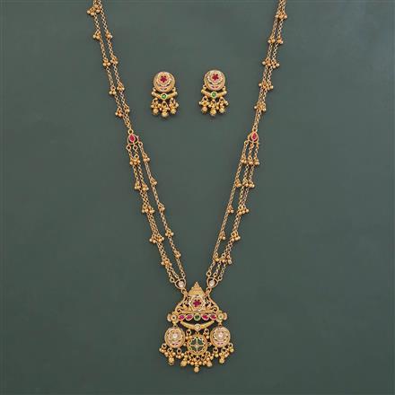 Antique Classic Pendant Set With Matte Gold Plating