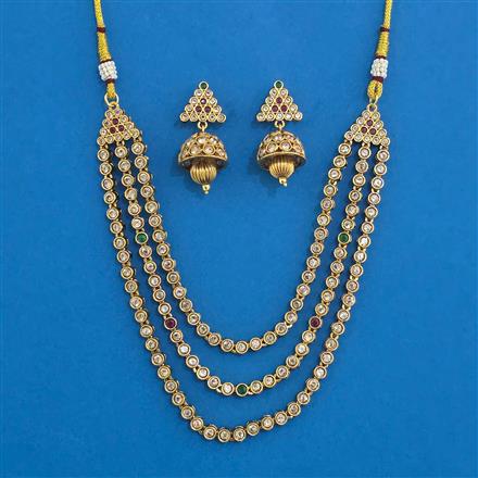 Antique 3 Line Necklace With Gold Plating