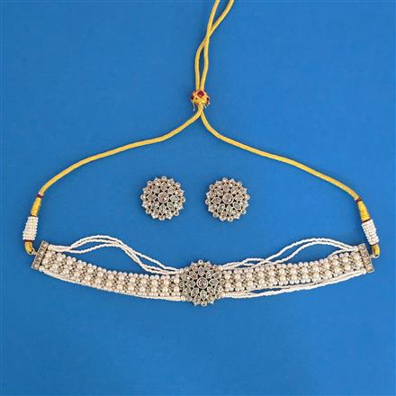 Antique Moti Necklace With Mehndi Plating