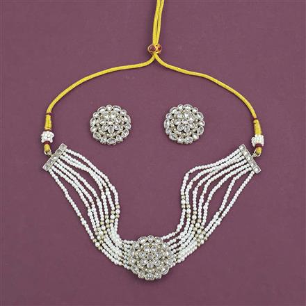 Antique Moti Necklace With Mehndi Plating