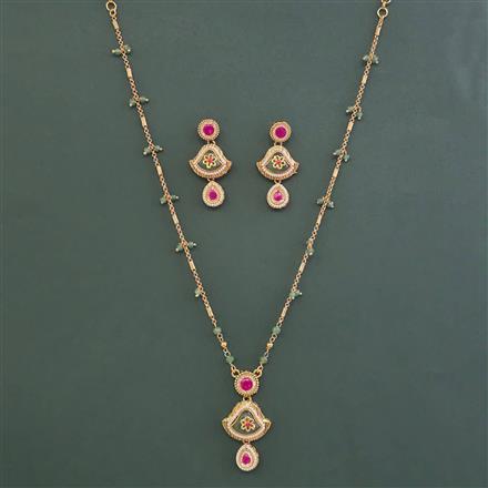 Antique Heritage Pendant Set With Matte Gold Plating