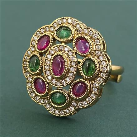 Antique Adjustable Ring With Mehndi Plating
