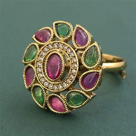Antique Adjustable Ring With Mehndi Plating