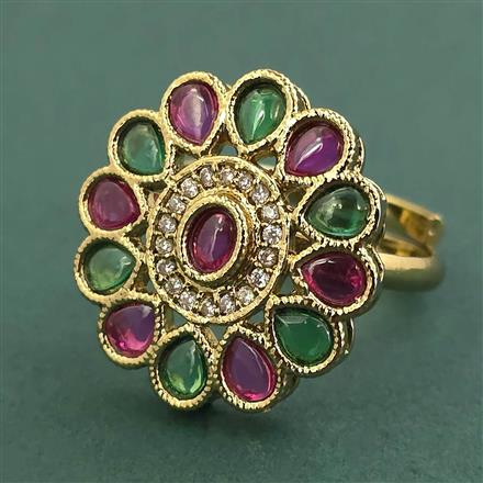 Antique Adjustable Ring With Mehndi Plating