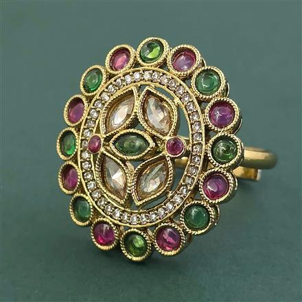Antique Adjustable Ring With Mehndi Plating