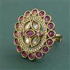 Antique Adjustable Ring With Mehndi Plating