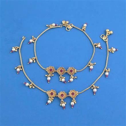 Antique Moti Payal With Gold Plating
